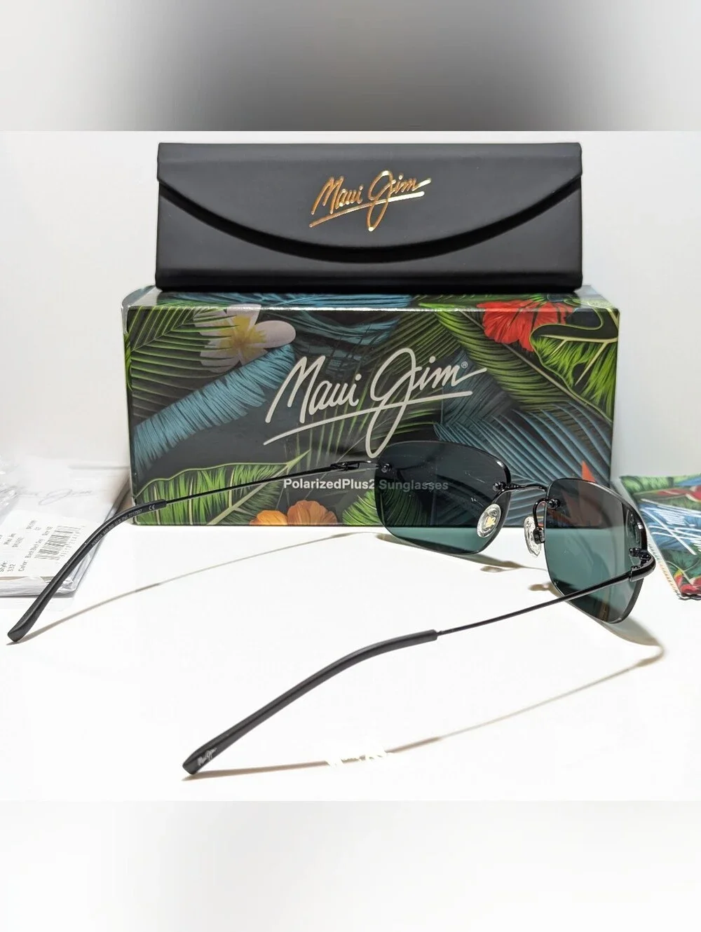NEW Maui Jim Nanea Gloss Black Polarized Neutral Grey Lens Sunglasses 332-02